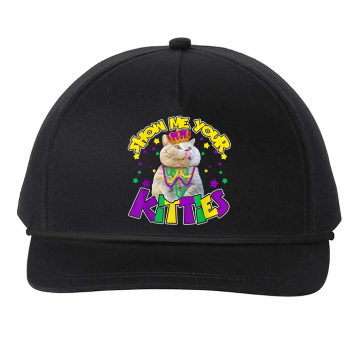 Show Me Your Kitties Mardi Gras Party Cat Snapback Five-Panel Rope Hat