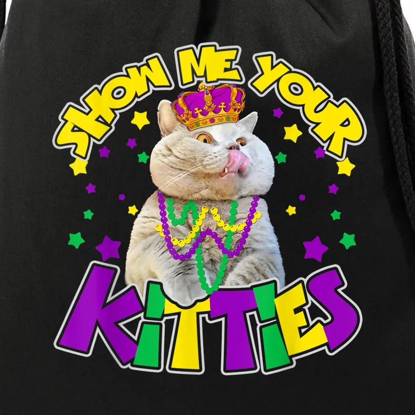 Show Me Your Kitties Mardi Gras Party Cat Drawstring Bag