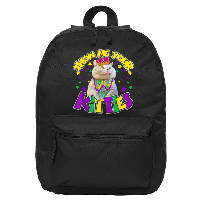 Show Me Your Kitties Mardi Gras Party Cat 16 in Basic Backpack