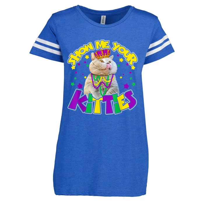 Show Me Your Kitties Mardi Gras Party Cat Enza Ladies Jersey Football T-Shirt