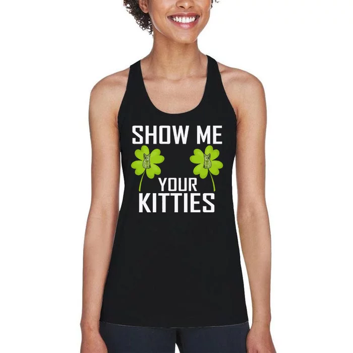 Show Me Your Kitties St Patrick's Day Cat Lovers Shamrock Women's Racerback Tank