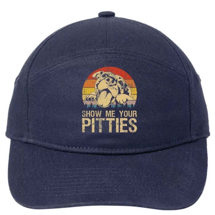 Show Me Your Pitties Funny Pitbull Dog Lovers Retro Vintage 7-Panel Snapback Hat