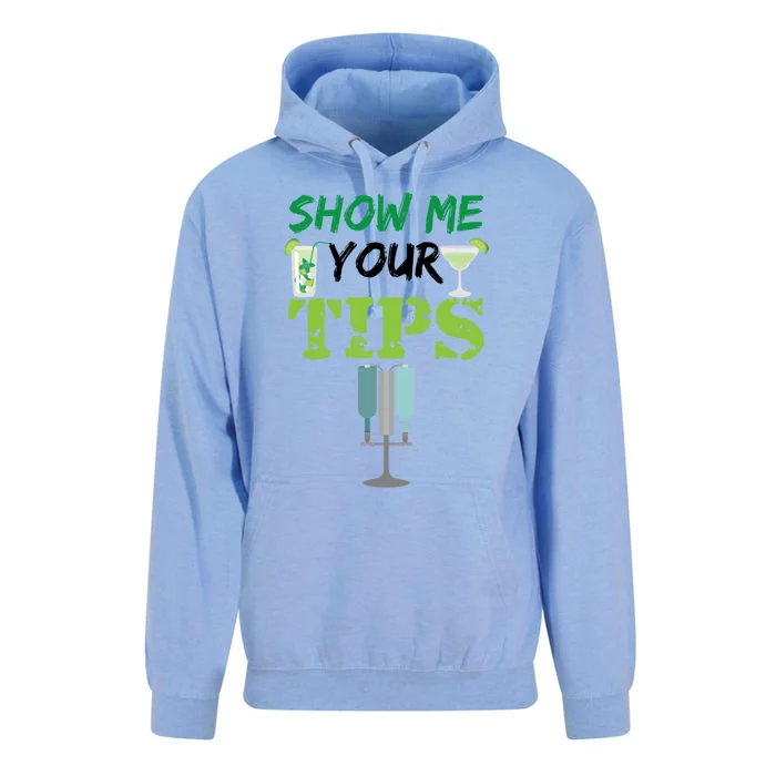 Show Me Your Tips Ings Funny Bartender Gift Unisex Surf Hoodie