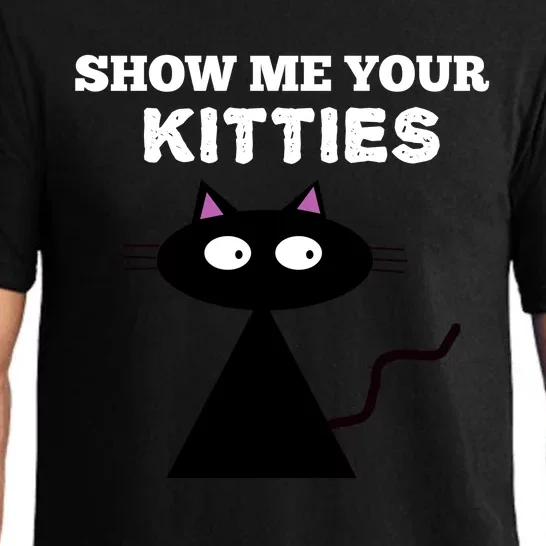 Show Me Your Kitties Cool Gift Funny Black Cat Pink Ears Pajama Set