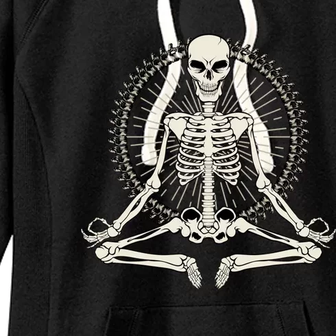 Skeleton Meditating Yoga Namaste 7 Chakras Spooky Halloween Gift Women's Fleece Hoodie