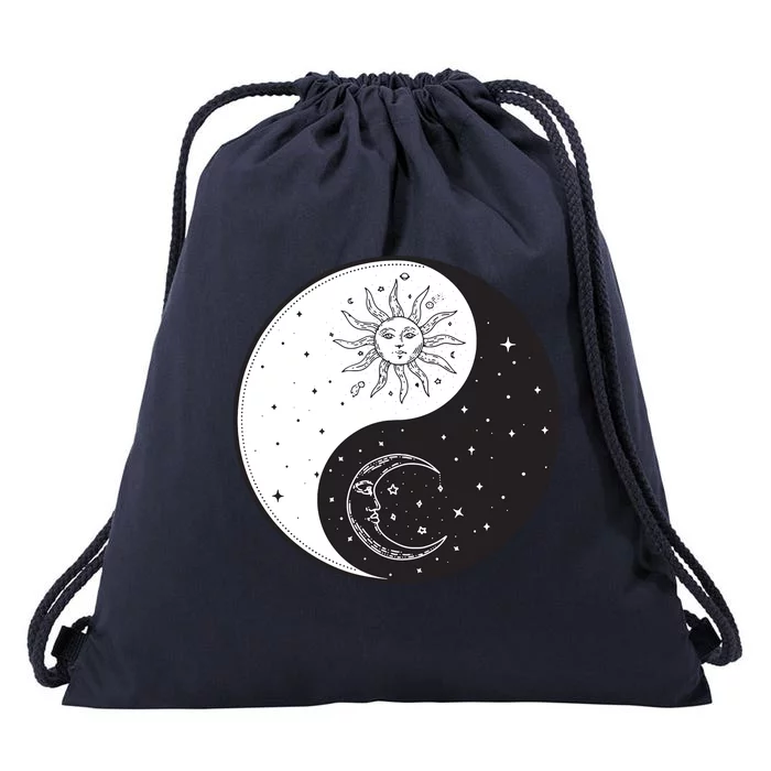 Sun Moon Ying Yang Vintage Yoga Zen Spiritual Mystical Drawstring Bag