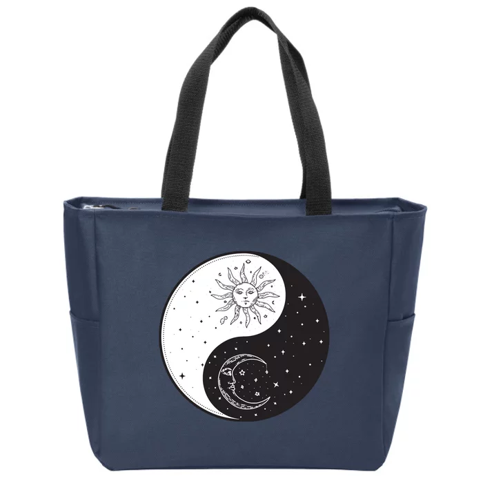 Sun Moon Ying Yang Vintage Yoga Zen Spiritual Mystical Zip Tote Bag