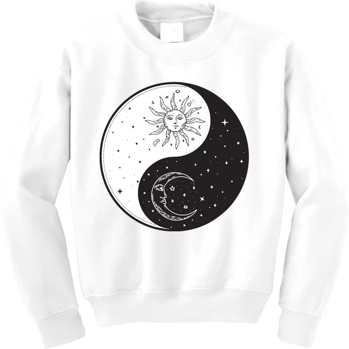 Sun Moon Ying Yang Vintage Yoga Zen Spiritual Mystical Kids Sweatshirt