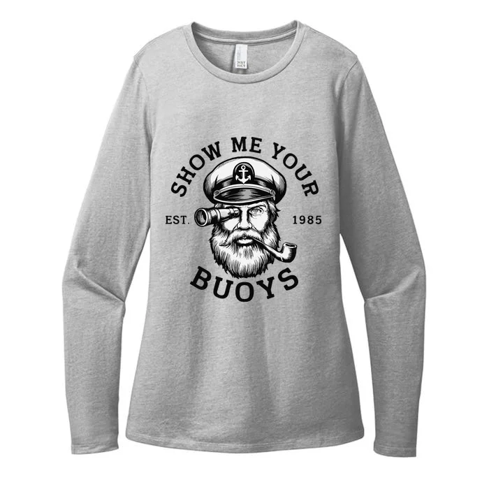 Show Me Your Buoys Funny Pontoon Boat Captain Womens CVC Long Sleeve Shirt