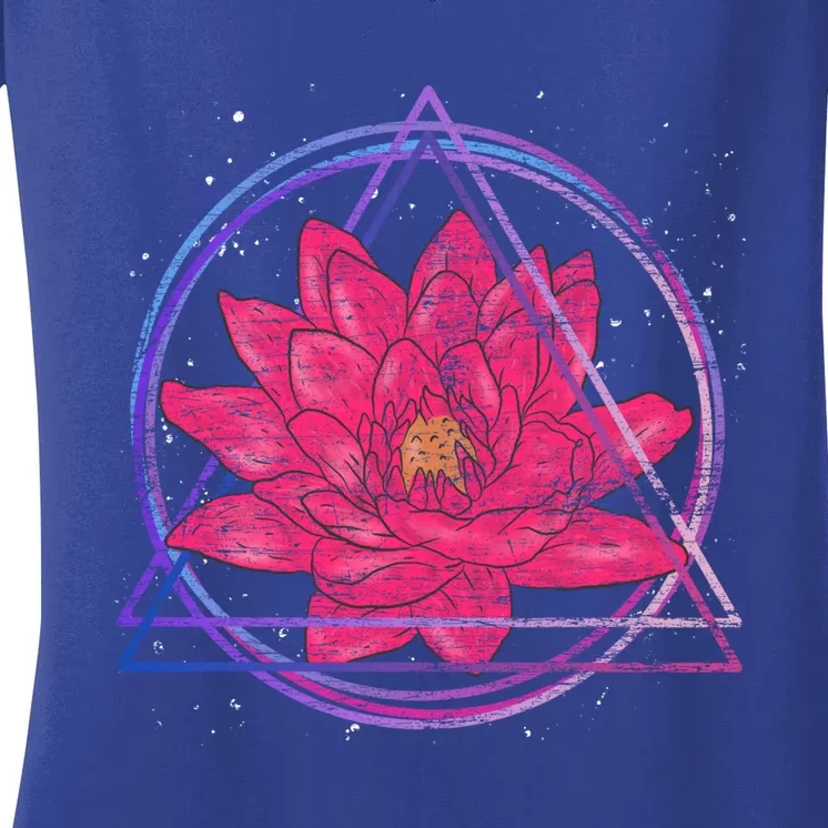 Spiritual Meditation Yoga Lotus Flower Gift Women's V-Neck T-Shirt