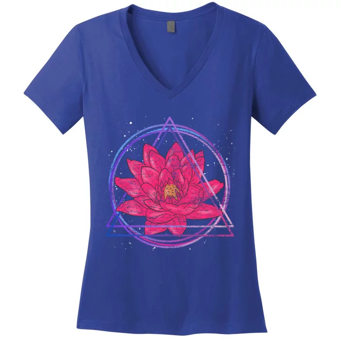 Spiritual Meditation Yoga Lotus Flower Gift Women's V-Neck T-Shirt