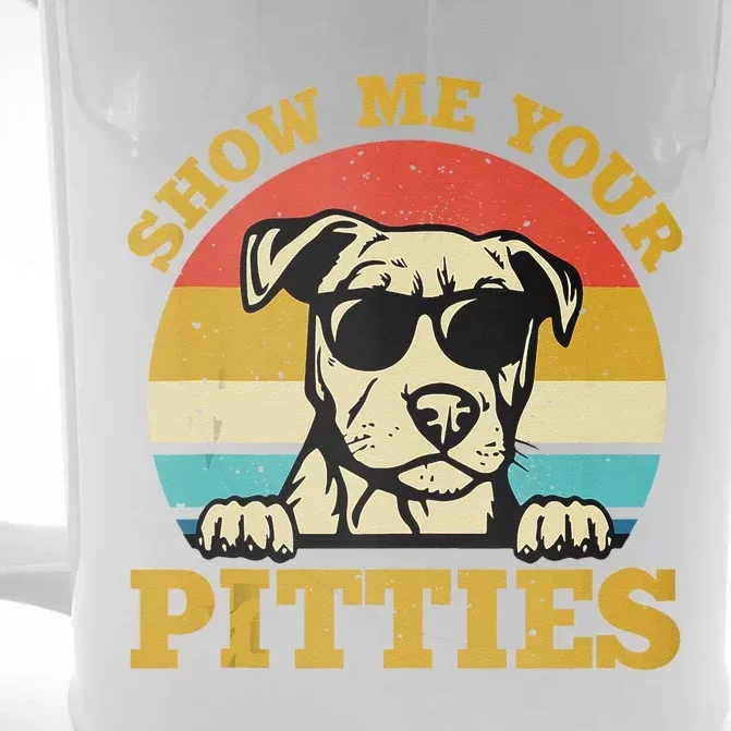 Show Me Your Pitties Funny Pitbull Dog Lovers Front & Back Beer Stein