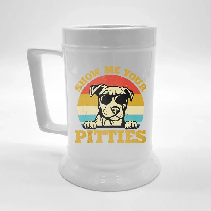 Show Me Your Pitties Funny Pitbull Dog Lovers Front & Back Beer Stein