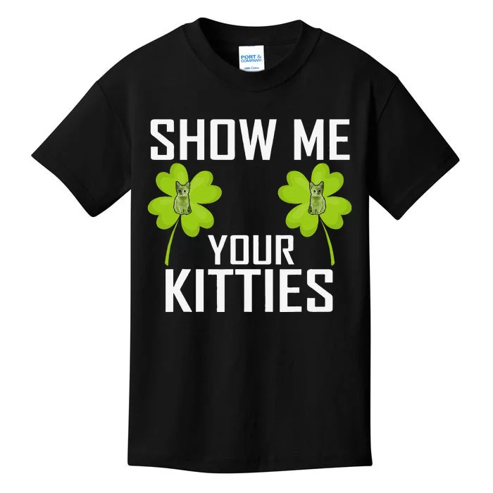 Show Me Your Kitties St Patrick's Day Cat Lovers Shamrock Kids T-Shirt