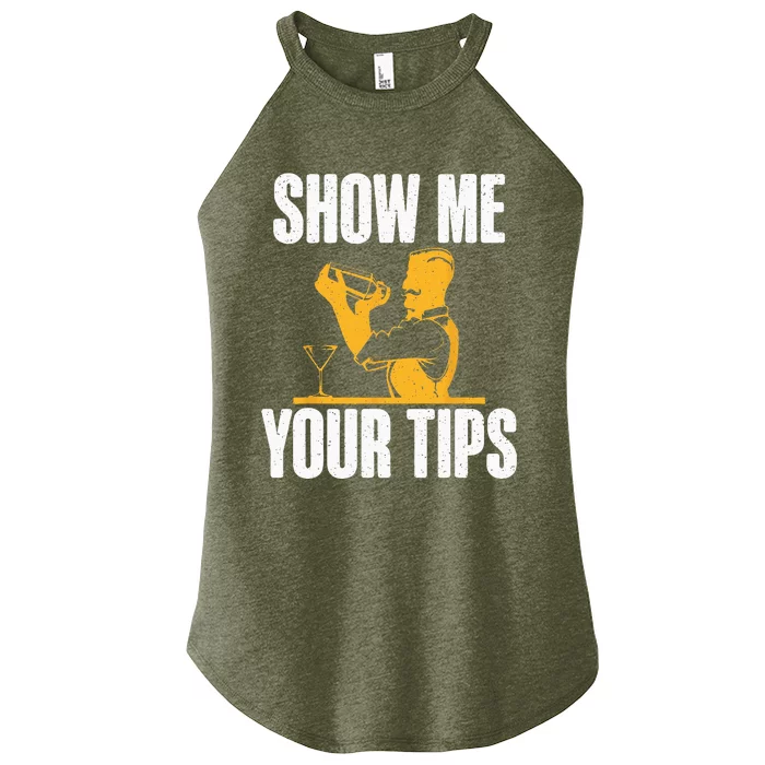 Show Me Your Tips Funny Bartender Women’s Perfect Tri Rocker Tank