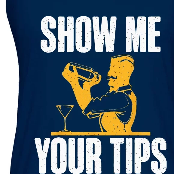 Show Me Your Tips Funny Bartender Ladies Essential Flowy Tank