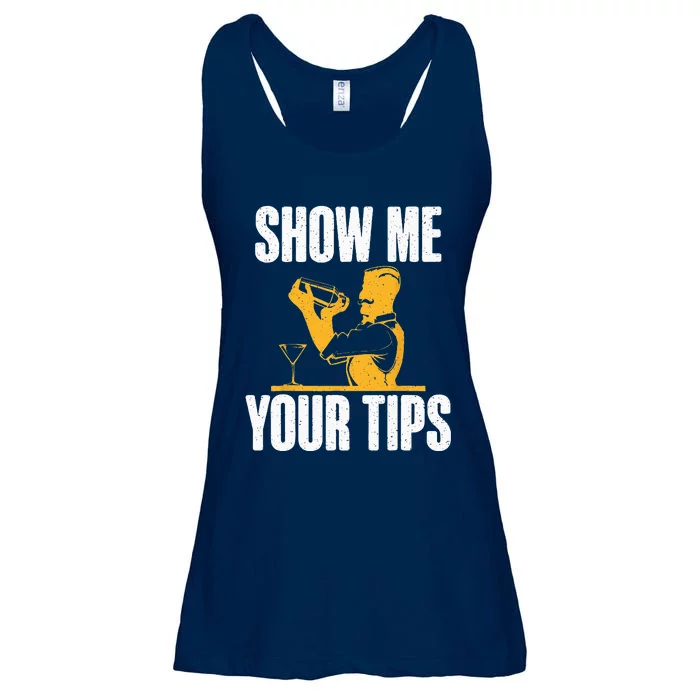 Show Me Your Tips Funny Bartender Ladies Essential Flowy Tank