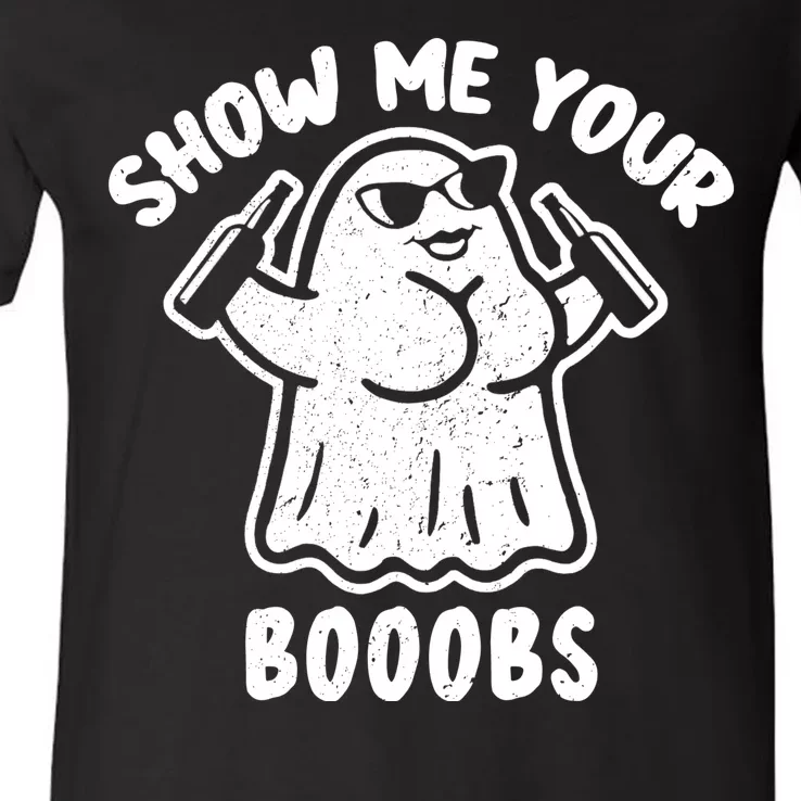 Show Me Your Booobs Funny Dumb Ghost V-Neck T-Shirt