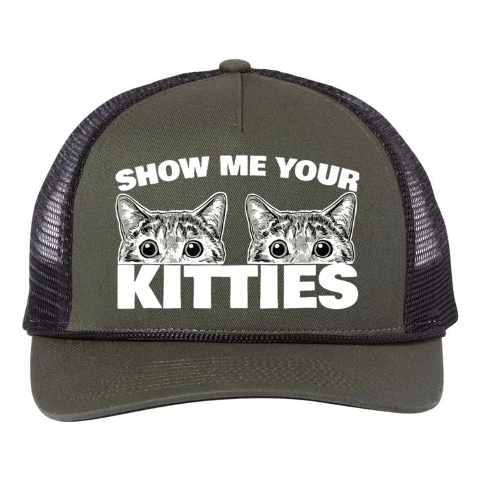 Show Me Your Kitties cat pun Show Me Your Kitties Retro Rope Trucker Hat Cap