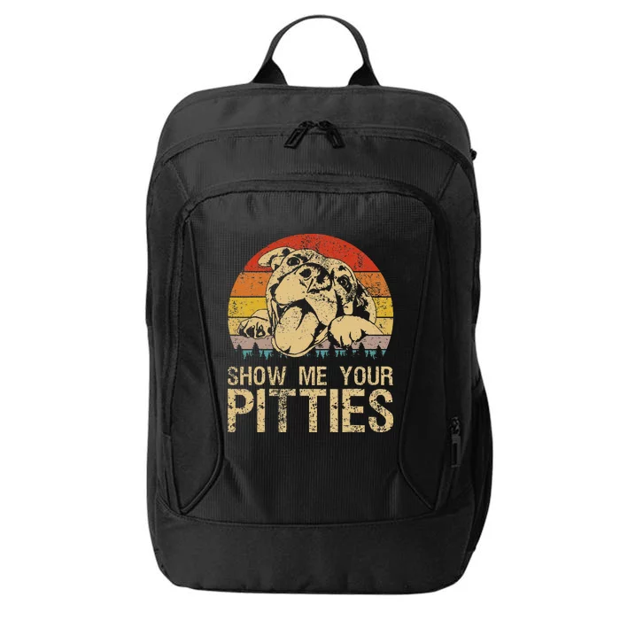 Show Me Your Pitties Funny Pitbull Dog Lovers Retro Vintage City Backpack