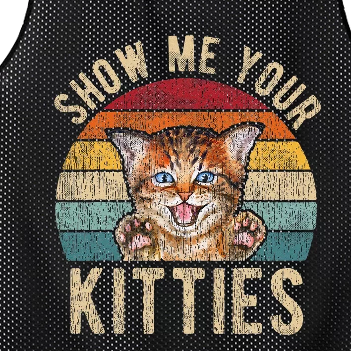 Show Me Your Kitties Funny Pun Kitten Cat Lover Mesh Reversible Basketball Jersey Tank