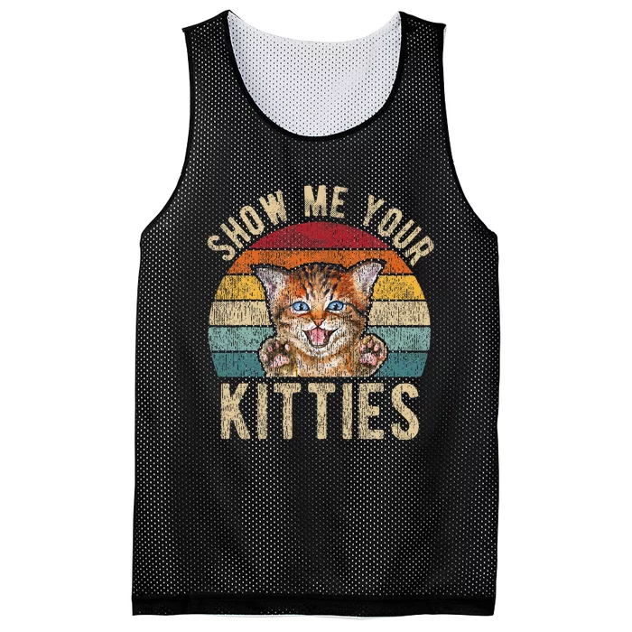 Show Me Your Kitties Funny Pun Kitten Cat Lover Mesh Reversible Basketball Jersey Tank