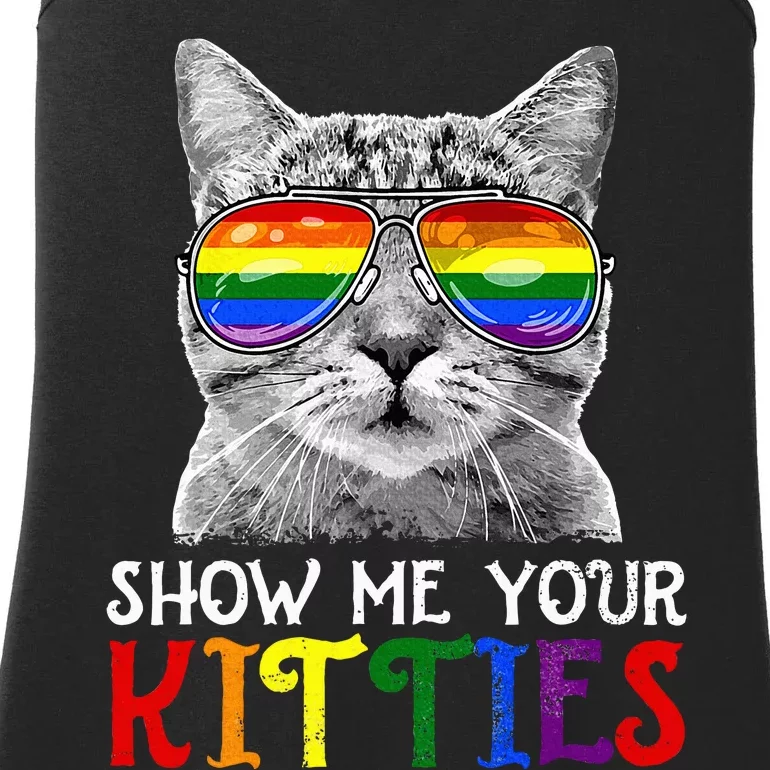 Show Me Your Kitties Proud Ally Cat Lover Lgbt G.A.Y Pride Ladies Essential Tank