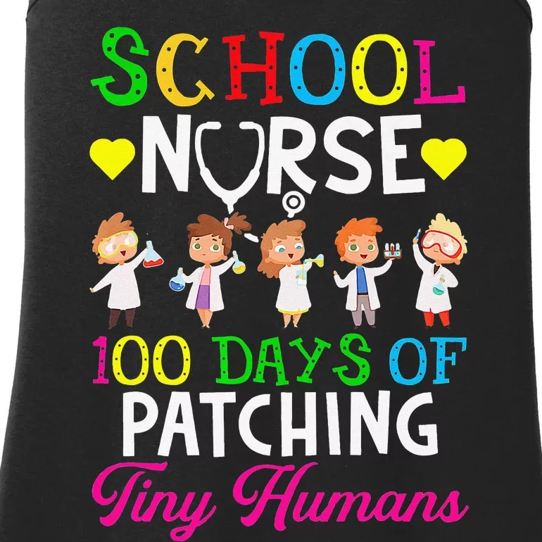 School Nurse 100 Days Of School Funny Patching Tiny Humans Ladies Essential Tank