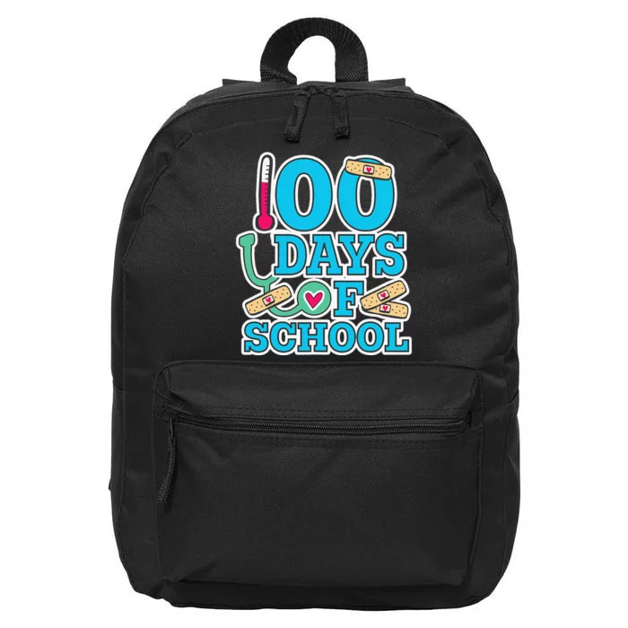 School Nurse 100 Days of School funny teacher 16 in Basic Backpack