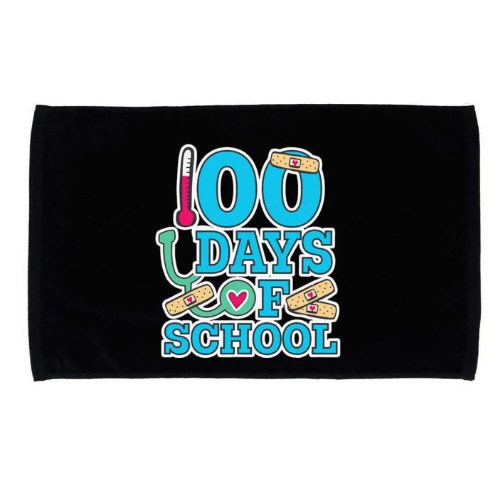 School Nurse 100 Days Of School Microfiber Hand Towel