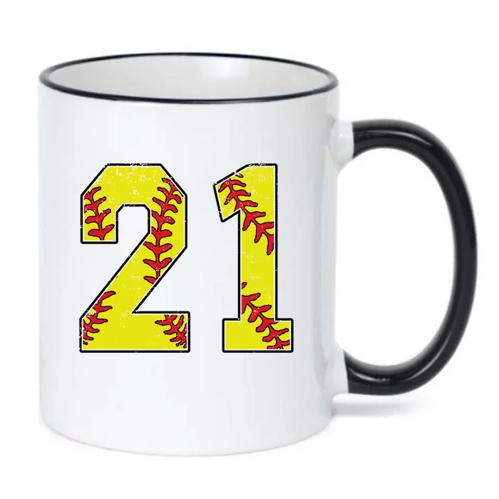 Softball Number 21 Mom Dad Show Support Favorite Player Great Gift Black Color Changing Mug