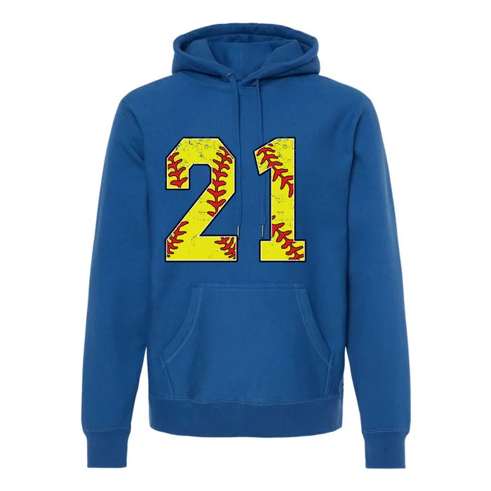 Softball Number 21 Mom Dad Show Support Favorite Player Great Gift Premium Hoodie