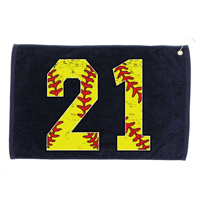 Softball Number 21 Mom Dad Show Support Favorite Player Great Gift Grommeted Golf Towel