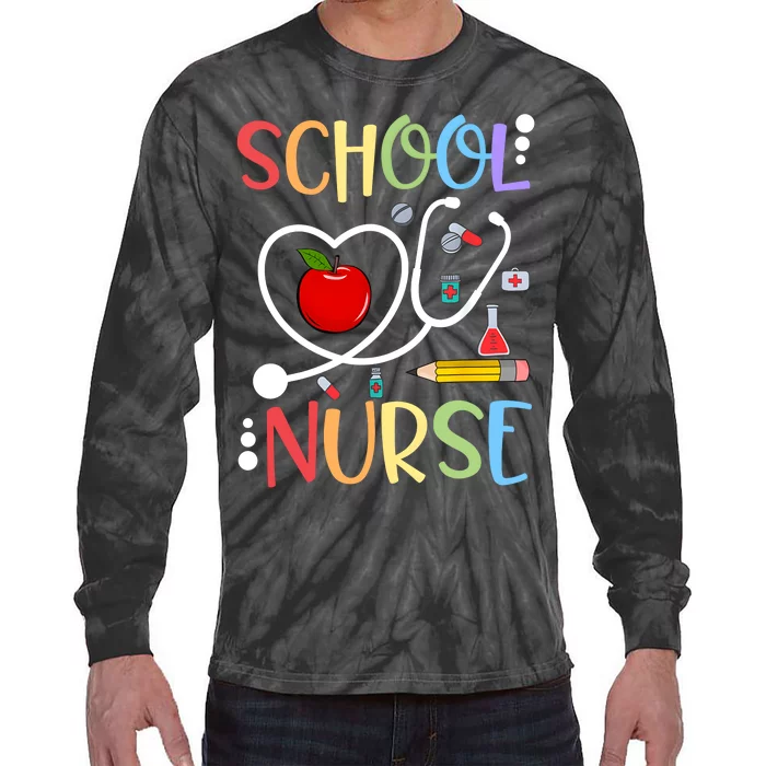 School Nurse Appreciation Nursing Nurse Day & Nurse Week Tie-Dye Long Sleeve Shirt