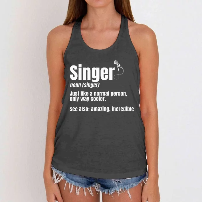 Singer Noun Artist Musician Vocalist Soloist Music Performer Women's Knotted Racerback Tank