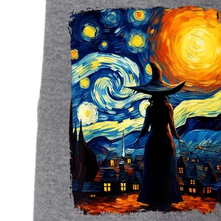 Starry Night Aesthetic Painting Witch Halloween Gift For Guys Doggie 3-End Fleece Hoodie