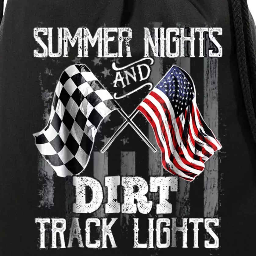 Summer Nights And Dirt Track Lights Sprint Car Racing Drawstring Bag