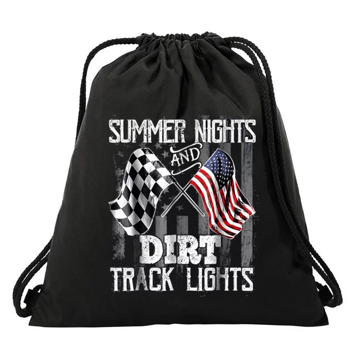 Summer Nights And Dirt Track Lights Sprint Car Racing Drawstring Bag