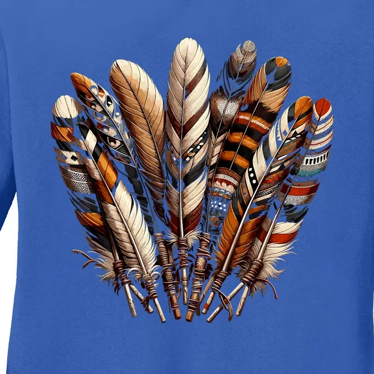 Southwest Native American Indian Feather Ladies Long Sleeve Shirt