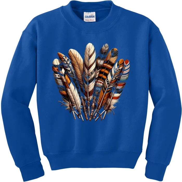 Southwest Native American Indian Feather Kids Sweatshirt