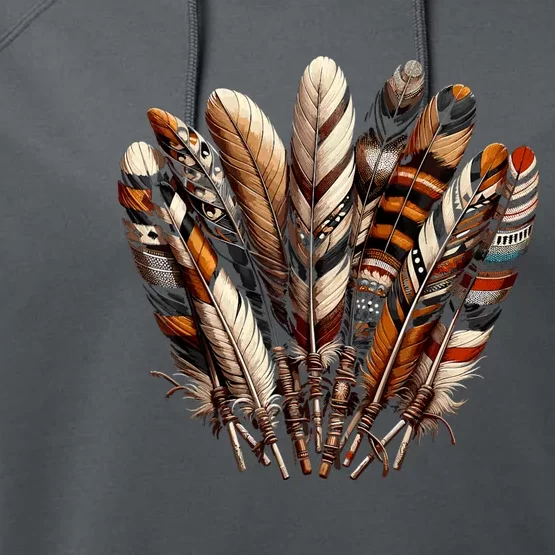 Southwest Native American Indian Feather Performance Fleece Hoodie