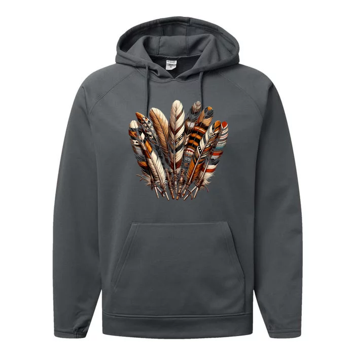 Southwest Native American Indian Feather Performance Fleece Hoodie