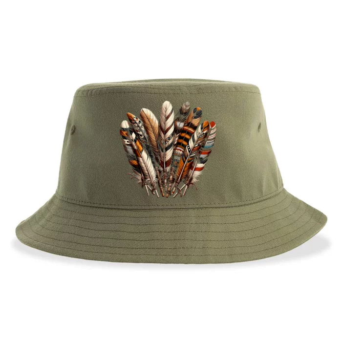 Southwest Native American Indian Feather Sustainable Bucket Hat