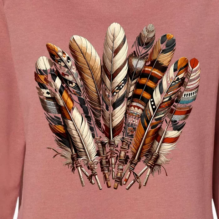 Southwest Native American Indian Feather Womens California Wash Sweatshirt