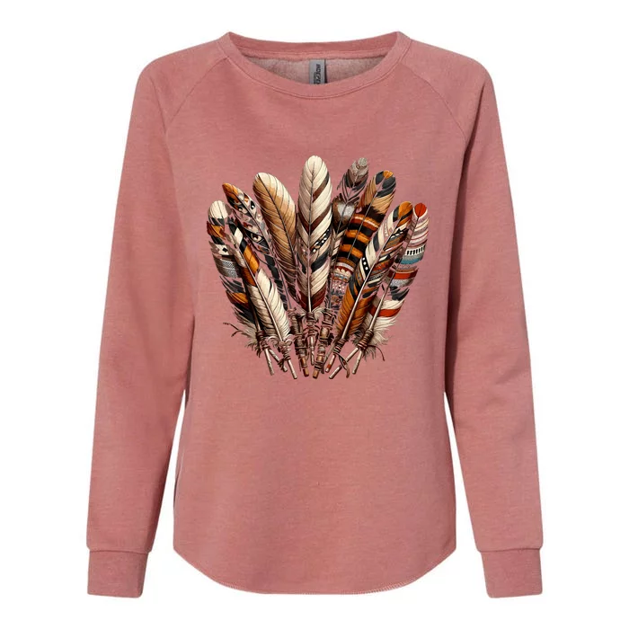 Southwest Native American Indian Feather Womens California Wash Sweatshirt