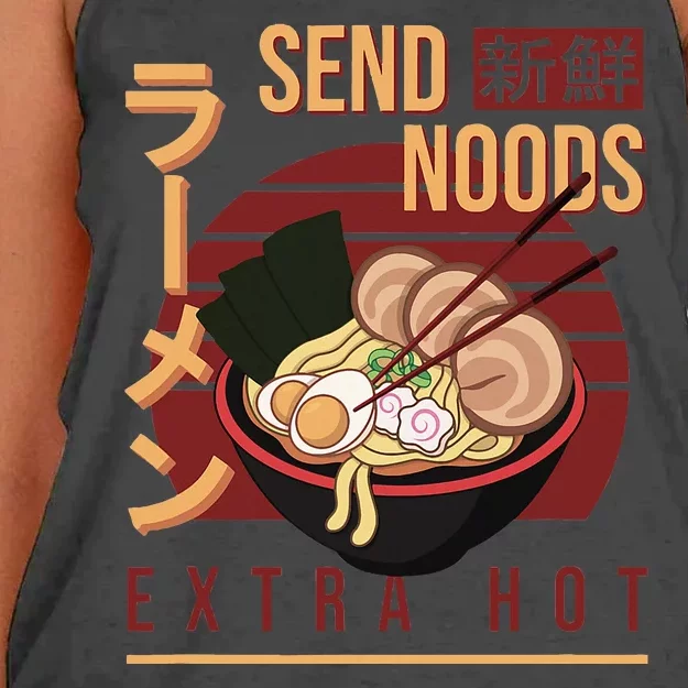 Send Noods Anime Pho Cup Ra Soup Noodles Bowl Send Noods Women's Knotted Racerback Tank