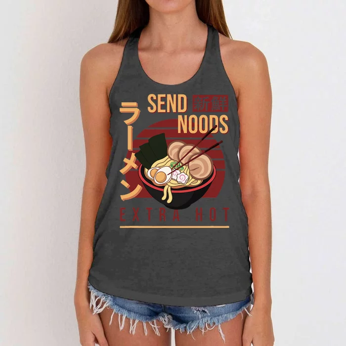 Send Noods Anime Pho Cup Ra Soup Noodles Bowl Send Noods Women's Knotted Racerback Tank