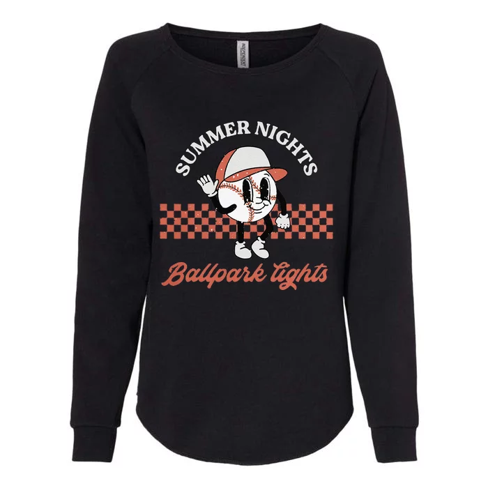 Summer Nights And Ballpark Lights Vintage Baseball Lover Womens California Wash Sweatshirt