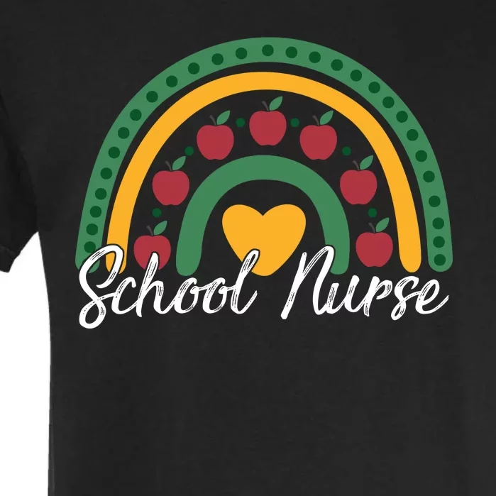 School Nurse Apple Rainbow Heart Garment-Dyed Heavyweight T-Shirt