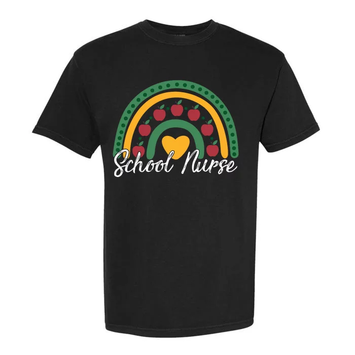 School Nurse Apple Rainbow Heart Garment-Dyed Heavyweight T-Shirt